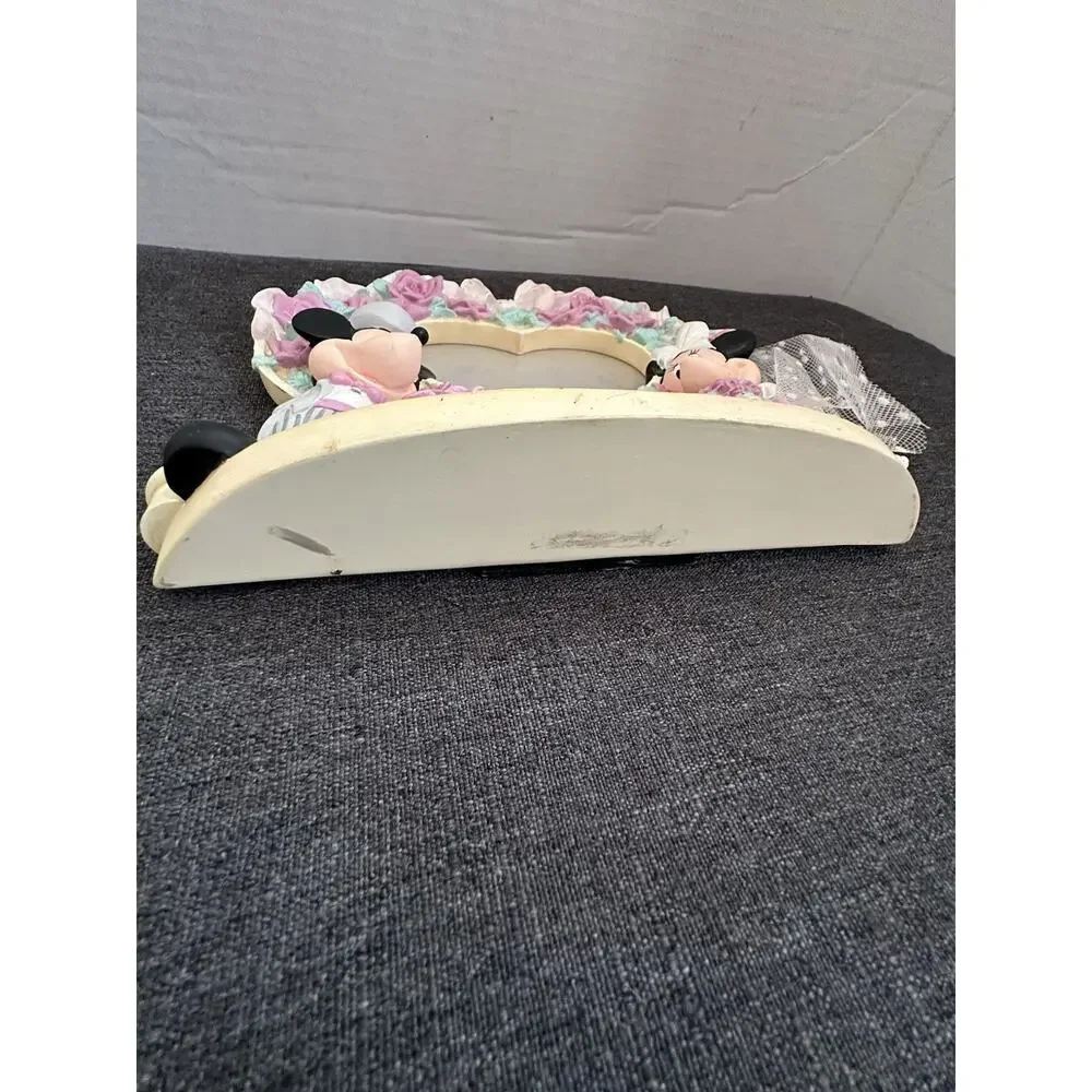 Vintage Disney Mickey Minnie Wedding Heart Photo Frame Bride Groom Roses